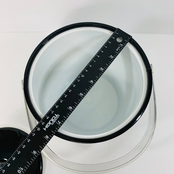 MCM Black Gold Ice Bucket Lucite Lid Handle VTG Barware Bar Cart Regency Decor - Picture 11 of 13